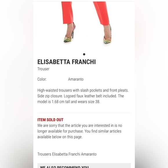 ELISABETTA FRANCHI,High-Waisted trousers in Tangerine, EUC Cropped,Size 40/4 - Picture 6 of 11